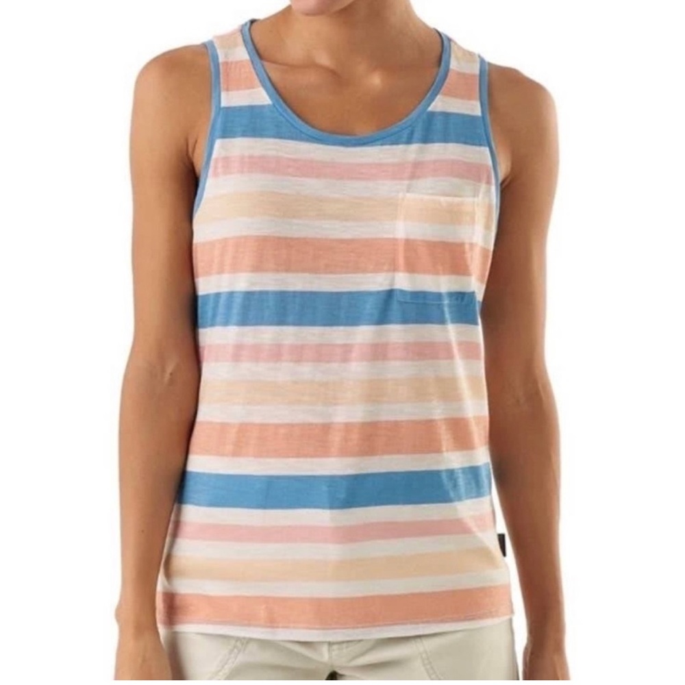 Patagonia pastel striped tank with front pocket